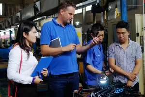 Customer visit rubber factory