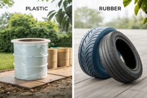 Plastic and rubber differ in their flexibility, durability, and environmental impact