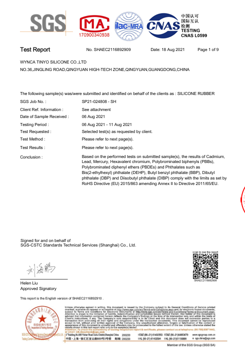 ROHS test for rubber parts