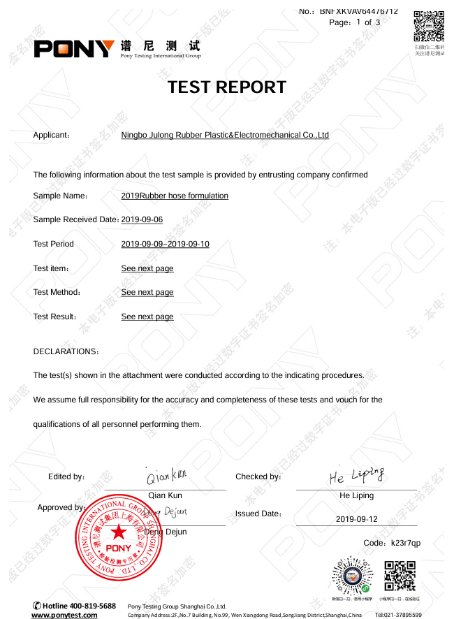 Rubber parts TGA test