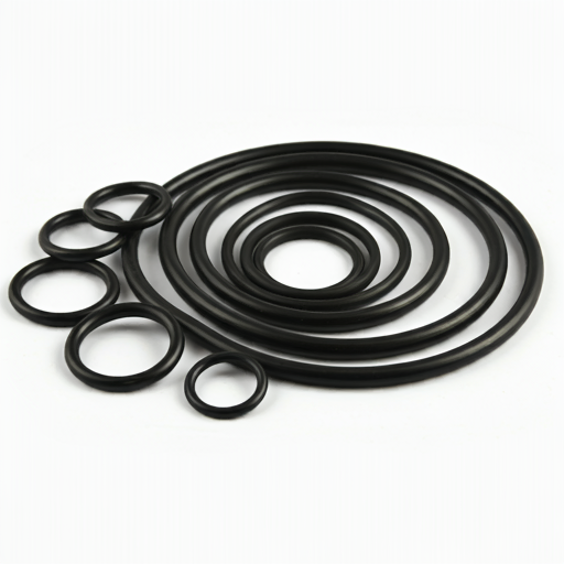 a set of black rubber O-rings