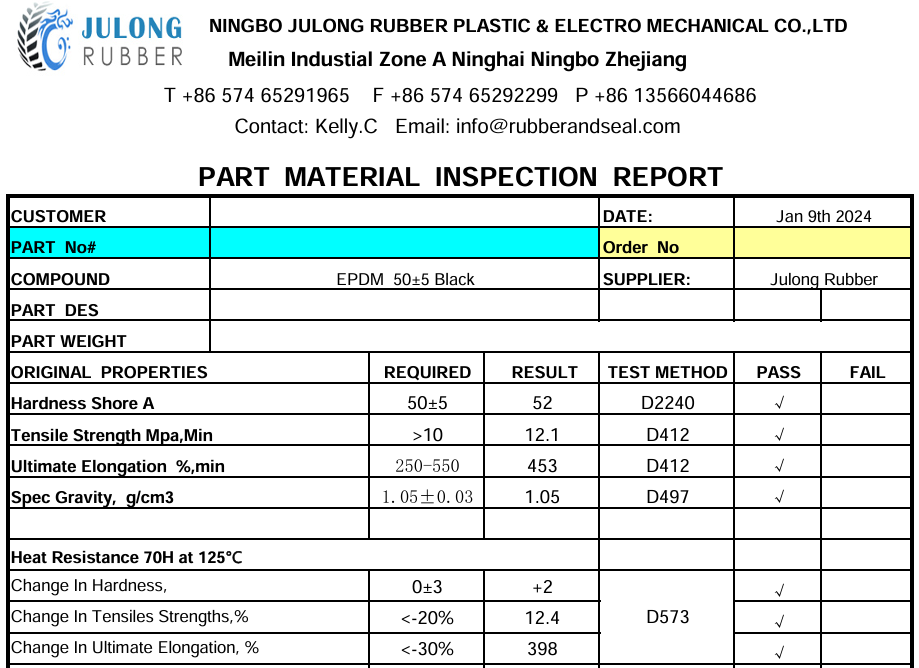 rubber data sheet-julong rubber