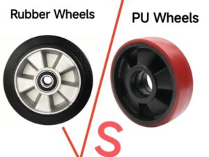 side-by-side comparison of the key features of rubber wheels and polyurethane wheels