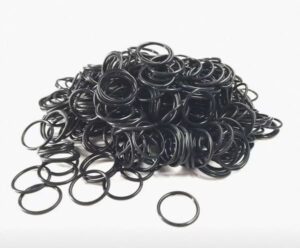 Black EPDM rubber O-rings, a pile of black rubber rings used for sealing and fitting