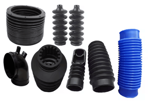 automotive rubber boots, various black and blue rubber parts