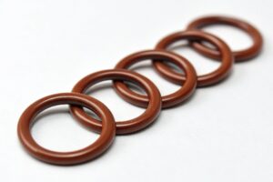 viton rubber rings, five viton rubber rings arranged in a row