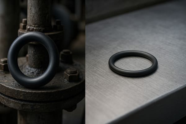 A comparison of two O-rings—one thick and one thin—placed side by side