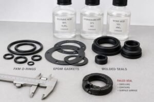 acid-resistant rubber seals with FKM and EPDM samples