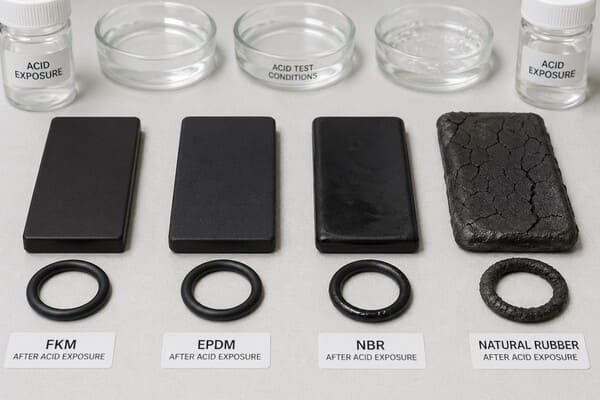 FKM EPDM NBR and natural rubber acid resistance comparison