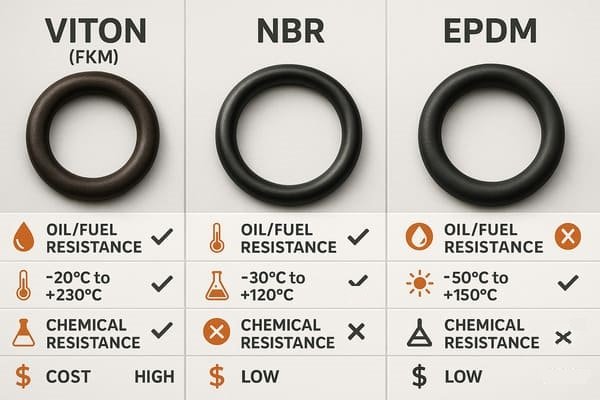 EPDM vs silicone vs nitrile rubber comparison table