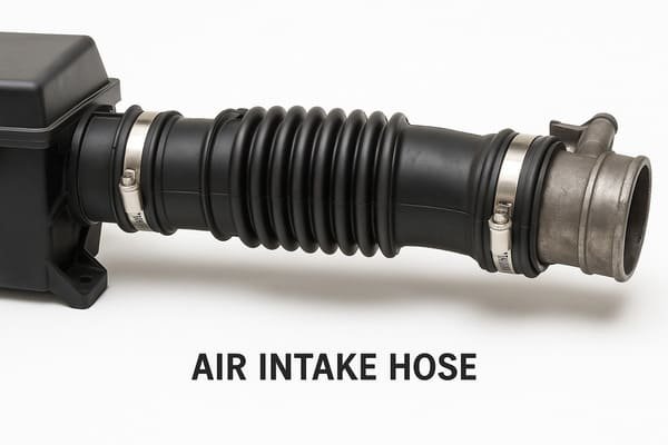 automotive air intake hose connected to engine