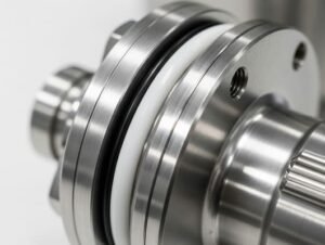 FDA-grade FKM O-ring installed in stainless steel dairy valve, white backup ring with hygienic sealing configuration.