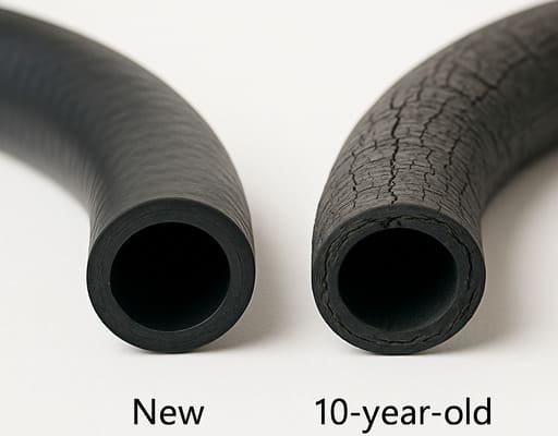 Rubber hose aging over time