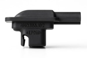 EPDM automotive grommet 4N0.955.192, black rubber, used for Volkswagen wiring protection, durable seal, prevents water and dust ingress.