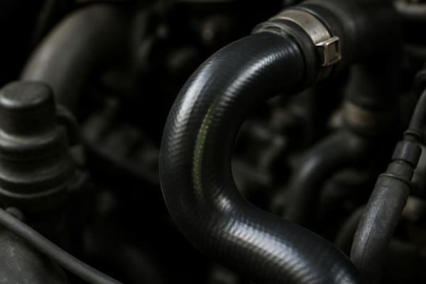 rubber radiator hose close-up for engine cooling system