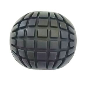 Quadruped robot SBR foot pad, square grid anti-slip tread, durable black rubber, close-up top view.