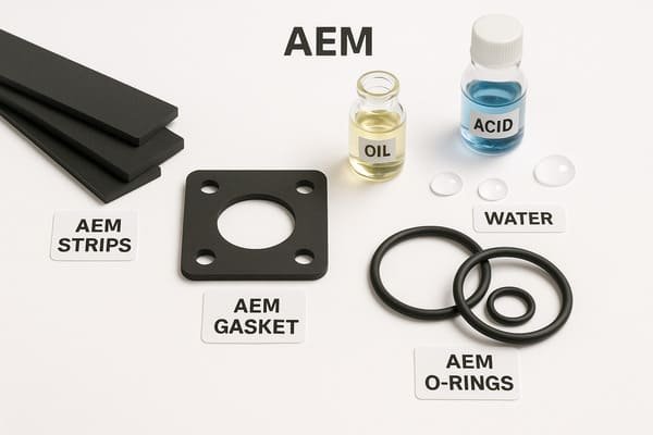 AEM rubber combines good flexibility with outstanding resistance to hot oil, weathering, and high temperatures (up to 150°C)