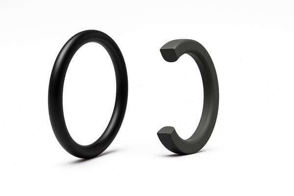A D-ring is an elastomer seal with a flat base and a curved top, shaped like the letter “D” in cross-section.