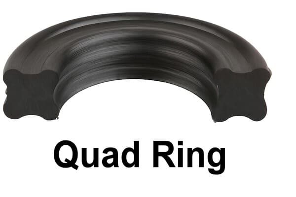 A quad ring has two sealing lines on each surface, which gives better sealing at low pressure, holds lubrication, and resists twisting.