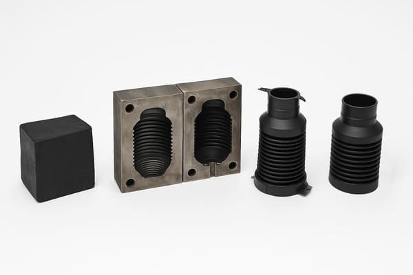 rubber molding process involves placing uncured rubber into a mold, applying heat and pressure, allowing the rubber to cure (vulcanize), and then removing the finished, shaped part