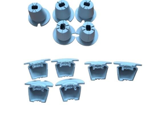 Rubber gasket samples with full parts and cross sections showing internal porosity defects