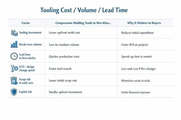 tooling cost comparison compression vs injection molding