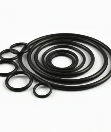 a set of black rubber O-rings